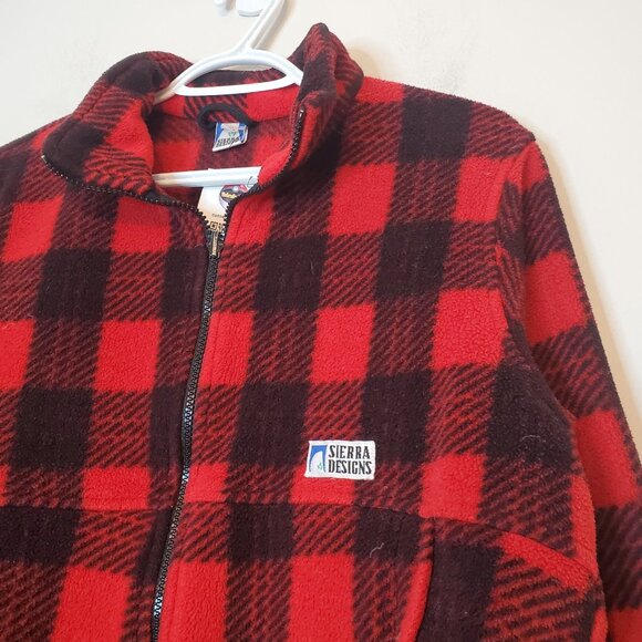 Men's Red and Black Plaid Fleece Jacket - Picture 3 of 4